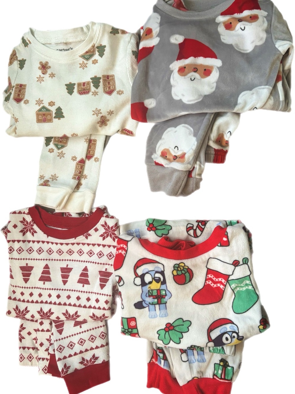 Carter's Holiday Pajama Set Bundle - Red, Cream, Gray, Green